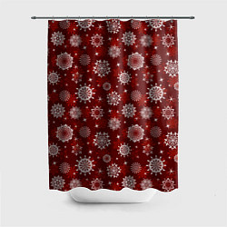 Шторка для ванной Snowflakes on a red background