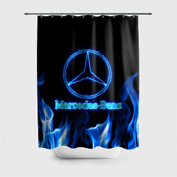 Шторка для ванной Mercedes-benz blue neon