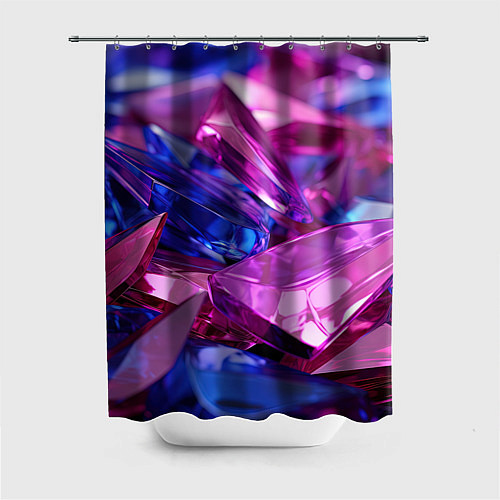 Шторка для ванной Розовые и синие битые стекла / 3D-принт – фото 1