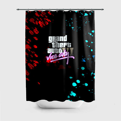 Шторка для ванной GTA vice city неоновые краски вайсити / 3D-принт – фото 1