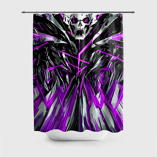 Шторка для ванной Череп и фиолетовые полосы / 3D-принт – фото 1