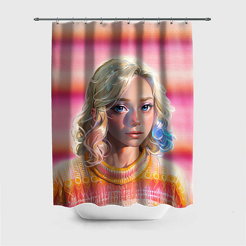 Шторка для ванной Энид Синклер - арт и текстура розового свитера / 3D-принт – фото 1