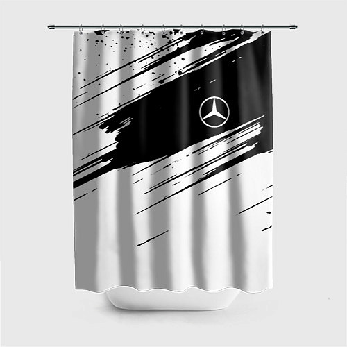 Шторка для ванной Mercedes benz краски чернобелая геометрия / 3D-принт – фото 1