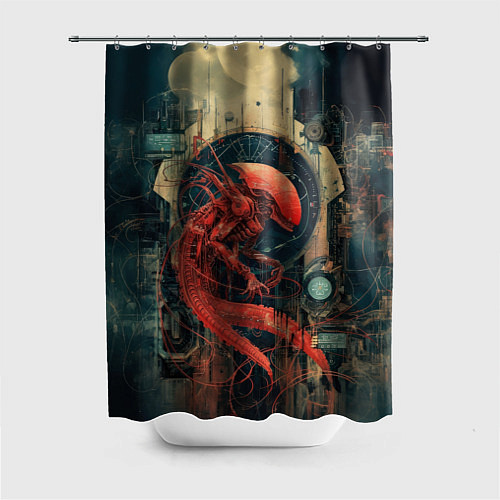 Шторка для ванной Алый ксеноморф / 3D-принт – фото 1