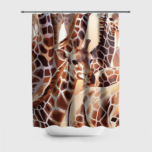 Шторка для ванной Жирафы - африканский паттерн / 3D-принт – фото 1
