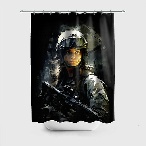 Шторка для ванной Девушка воин в боевой экипировке / 3D-принт – фото 1