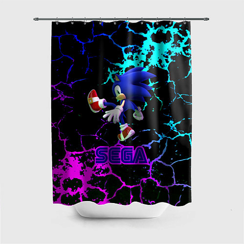 Шторка для ванной Sonic sega game неоновая текстура / 3D-принт – фото 1