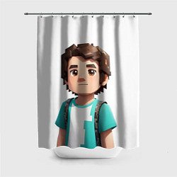 Шторка для душа Майнкрафт мальчик Стив, цвет: 3D-принт