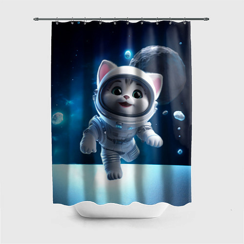 Шторка для ванной Котёнок в космосе / 3D-принт – фото 1
