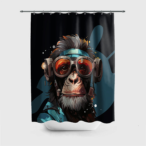 Шторка для ванной Крутая обезьяна в очках / 3D-принт – фото 1