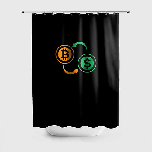Шторка для ванной Криптовалюта биткоин и доллар / 3D-принт – фото 1