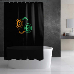 Шторка для душа Криптовалюта биткоин и доллар, цвет: 3D-принт — фото 2