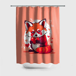 Шторка для ванной Рыжая лисичка с сердцем