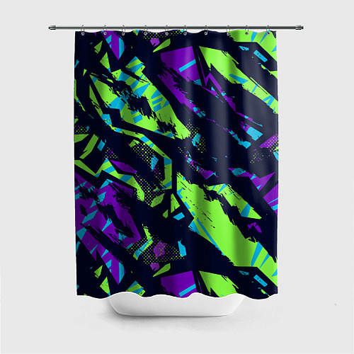Шторка для ванной Разноцветные текстурные штрихи / 3D-принт – фото 1