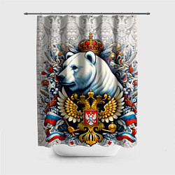 Шторка для ванной Белый медведь с короной