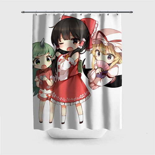 Шторка для ванной Touhou Project Рейму Юкари Аун chibi / 3D-принт – фото 1