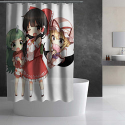Шторка для душа Touhou Project Рейму Юкари Аун chibi, цвет: 3D-принт — фото 2