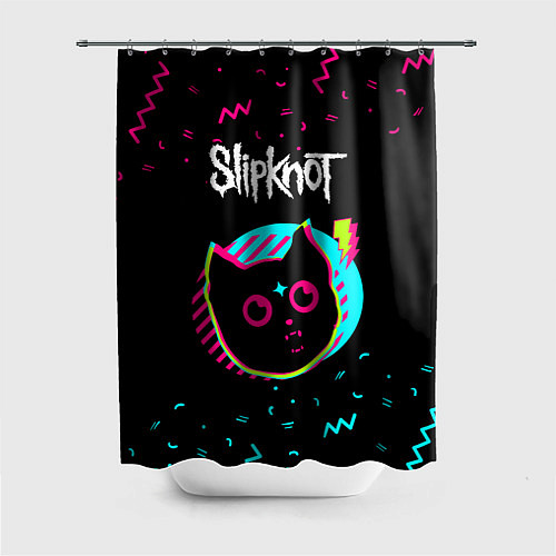 Шторка для ванной Slipknot - rock star cat / 3D-принт – фото 1