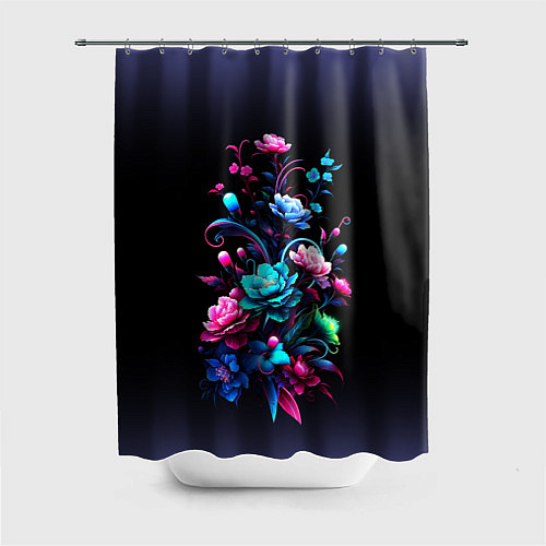 Шторка для ванной Цветы - нейросеть / 3D-принт – фото 1