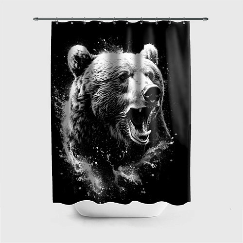 Шторка для ванной Медведь на охоте / 3D-принт – фото 1