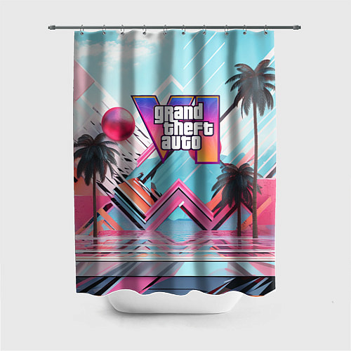 Шторка для ванной Gta 6 логотип в стиле vice city / 3D-принт – фото 1