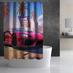Шторка для душа GTA 6 logo auto style, цвет: 3D-принт — фото 2