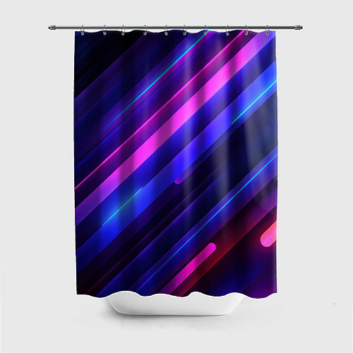 Шторка для ванной Неоновые яркие абстрактные полосы / 3D-принт – фото 1