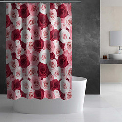 Шторка для душа Красные и розовые розы, цвет: 3D-принт — фото 2