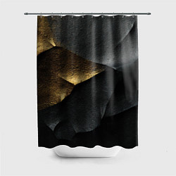 Шторка для душа Черная текстура с золотистым напылением, цвет: 3D-принт