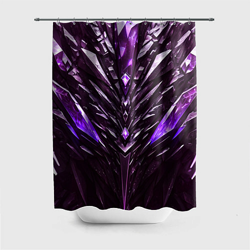 Шторка для ванной Фиолетовые кристаллы и камень / 3D-принт – фото 1