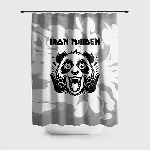 Шторка для ванной Iron Maiden рок панда на светлом фоне / 3D-принт – фото 1