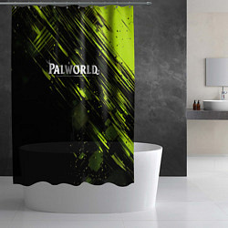 Шторка для душа Palworld logo black green, цвет: 3D-принт — фото 2