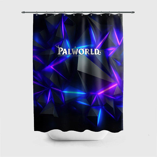 Шторка для ванной Palworld логотип на ярких неоновых плитах / 3D-принт – фото 1