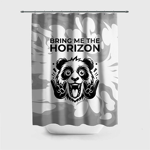 Шторка для ванной Bring Me the Horizon рок панда на светлом фоне / 3D-принт – фото 1