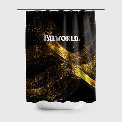 Шторка для ванной Palworld логотип золотая пыльца / 3D-принт – фото 1