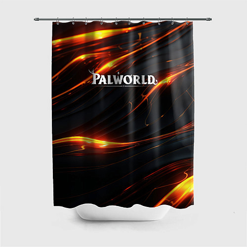 Шторка для ванной Palworld логотип янтарные волны / 3D-принт – фото 1