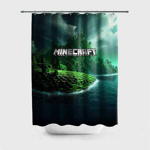 Шторка для ванной Minecraft logo зеленый мир / 3D-принт – фото 1