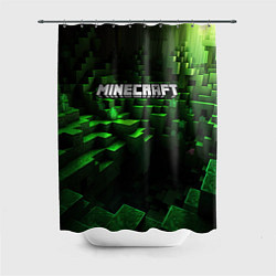 Шторка для душа Minecraft logo зеленые кубики, цвет: 3D-принт