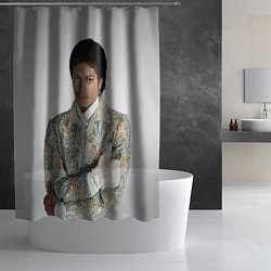 Шторка для душа Майкл Джексон в серебряном костюме, цвет: 3D-принт — фото 2