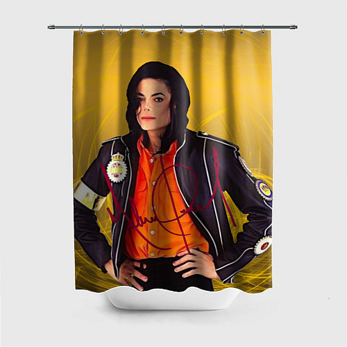 Шторка для ванной Michael Jackson на золотом фоне с графикой / 3D-принт – фото 1