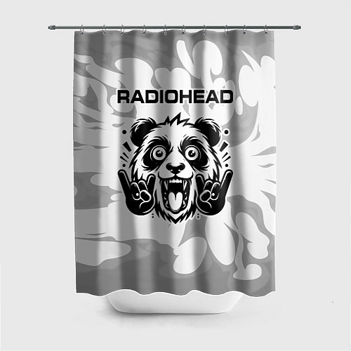 Шторка для ванной Radiohead рок панда на светлом фоне / 3D-принт – фото 1