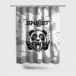 Шторка для душа Skillet рок панда на светлом фоне, цвет: 3D-принт