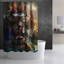Шторка для душа Minecraft девушка на острове, цвет: 3D-принт — фото 2