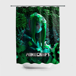 Шторка для ванной Minecraft девушка зеленый мир
