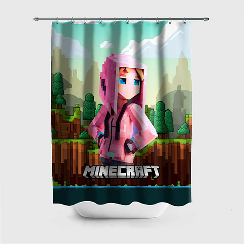Шторка для ванной Персонаж Minecraft девушка в пиксельном мире / 3D-принт – фото 1