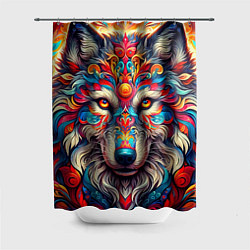 Шторка для душа Красочный волк, цвет: 3D-принт
