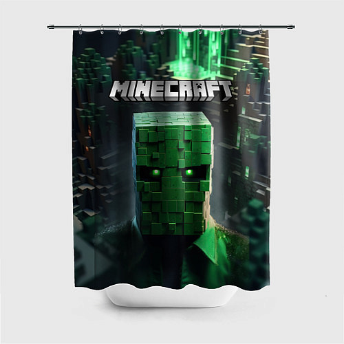 Шторка для ванной Minecraft зеленый персонаж каменные джунгли / 3D-принт – фото 1