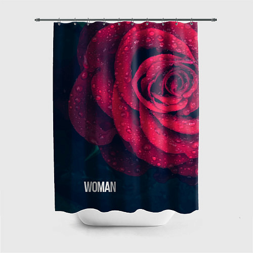 Шторка для ванной Красная роза на чёрном - woman / 3D-принт – фото 1