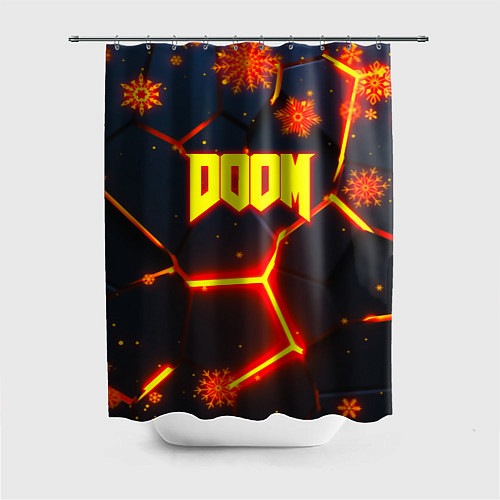Шторка для ванной Doom плиты лого в огне / 3D-принт – фото 1