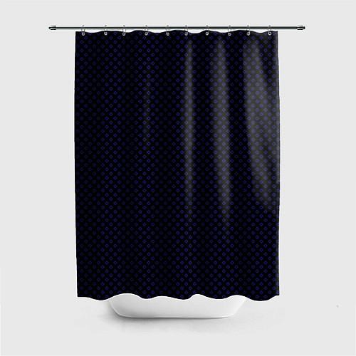 Шторка для ванной Чёрный паттерн в синий горошек / 3D-принт – фото 1